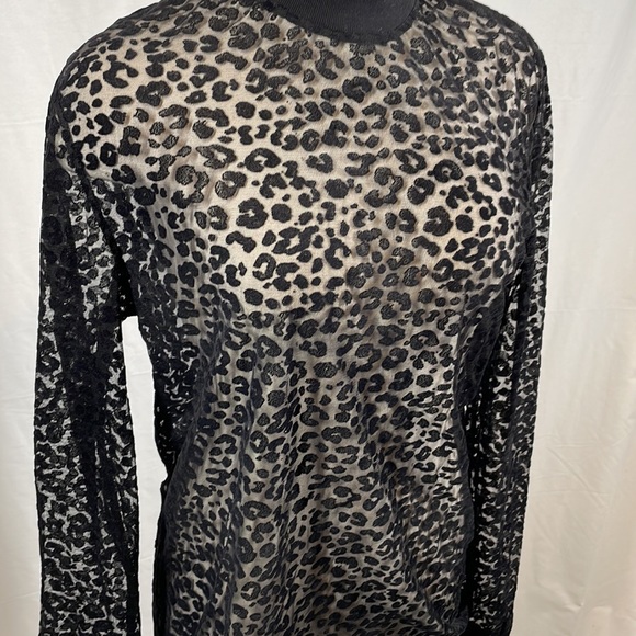 ASOS long sleeve cheetah burn out top long length small - Picture 2 of 6